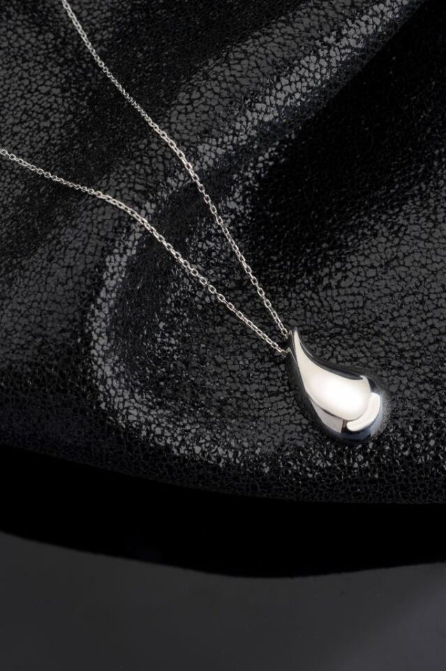 925 Ayar Gümüş Büyük Damla Gözyaşı Kolye