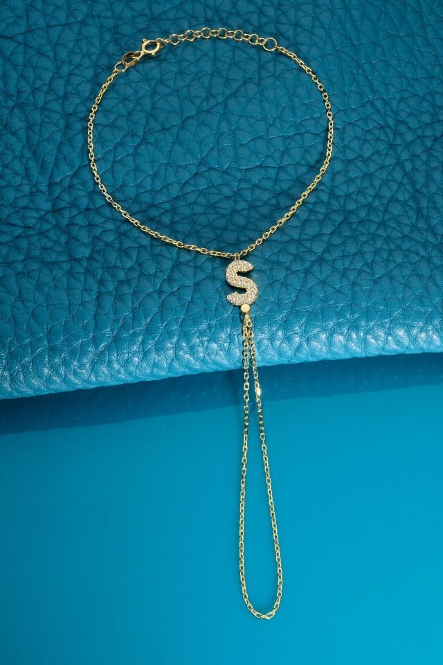 925 AYAR GÜMÜŞ ÜZERİ ALTIN KAPLAMA Ş HARFLİ ŞAHMERAN