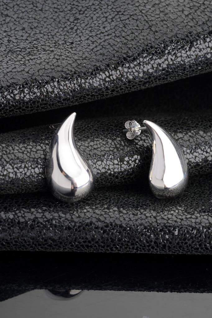 925 Ayar Gümüş Büyük Damla Küpe