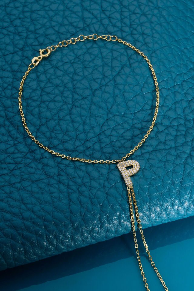 925 AYAR GÜMÜŞ ÜZERİ ALTIN KAPLAMA P HARFLİ ŞAHMERAN