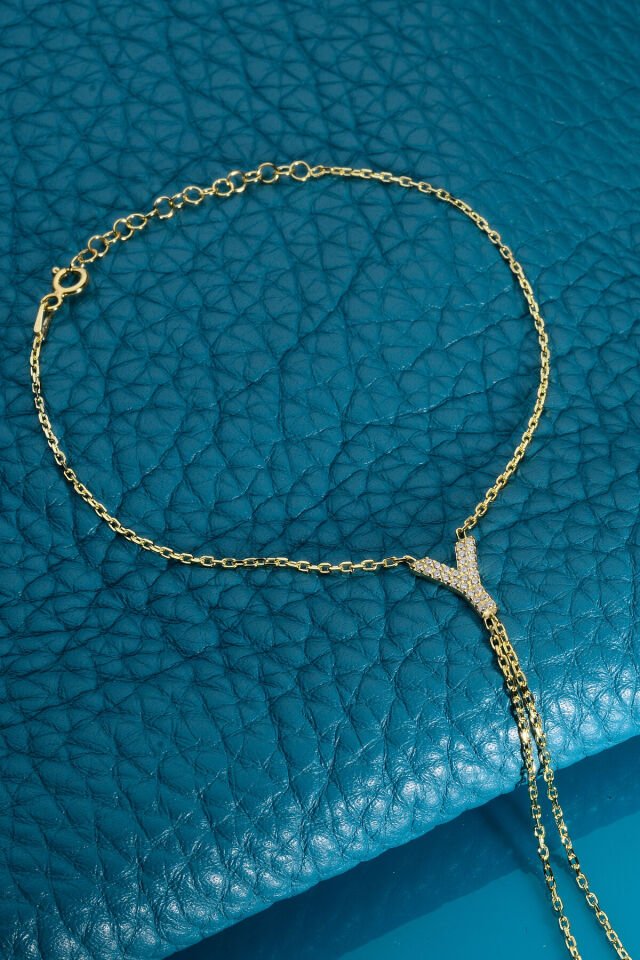 925 AYAR GÜMÜŞ ÜZERİ ALTIN KAPLAMA Y HARFLİ ŞAHMERAN