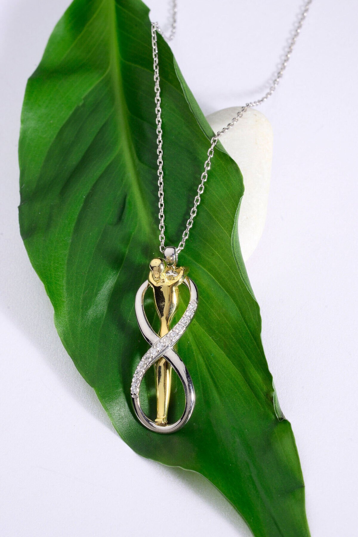 Sonsuzluk Sarılan Çift Kolyesi 925 Ayar Gümüş Kadın Kolyesi