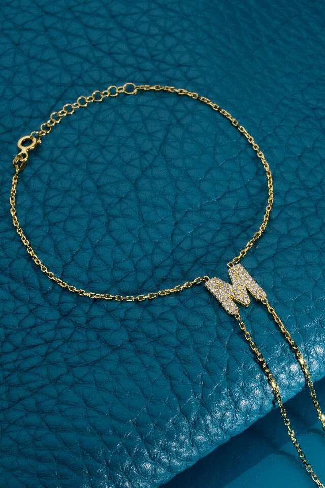 925 AYAR GÜMÜŞ ÜZERİ ALTIN KAPLAMA M HARFLİ ŞAHMERAN