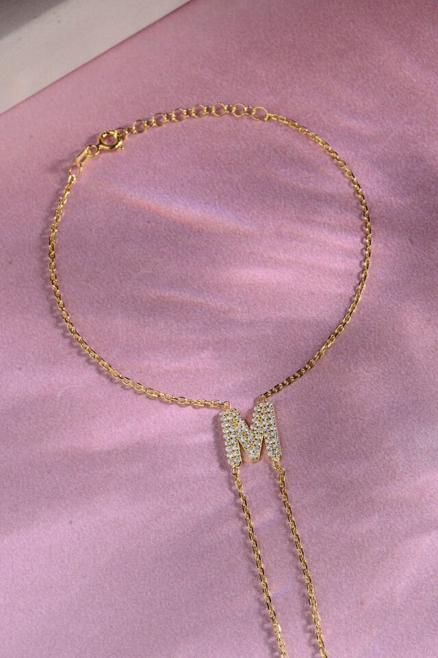 925 AYAR GÜMÜŞ ÜZERİ ALTIN KAPLAMA M HARFLİ ŞAHMERAN