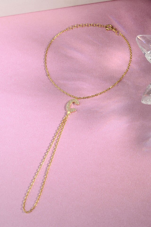 925 AYAR GÜMÜŞ ÜZERİ ALTIN KAPLAMA Ç HARFLİ ŞAHMERAN