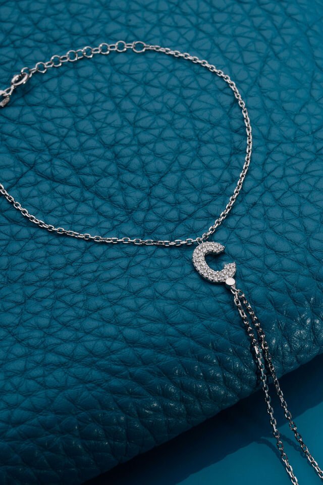 925 AYAR GÜMÜŞ ÜZERİ ALTIN KAPLAMA Ç HARFLİ ŞAHMERAN