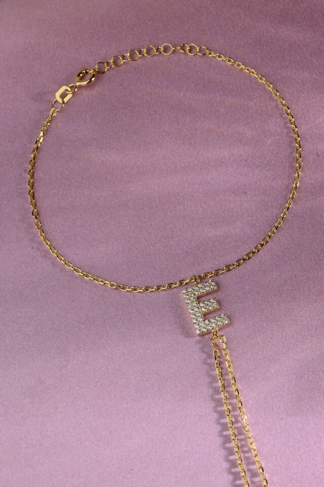 925 AYAR GÜMÜŞ ÜZERİ ALTIN KAPLAMA E HARFLİ ŞAHMERAN