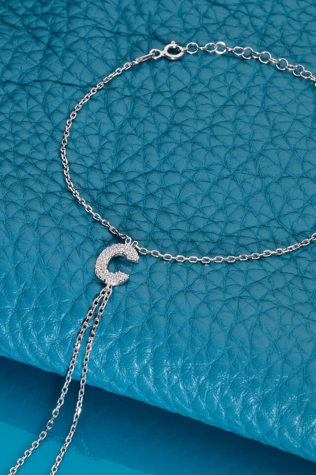 925 AYAR GÜMÜŞ ÜZERİ ALTIN KAPLAMA C HARFLİ ŞAHMERAN