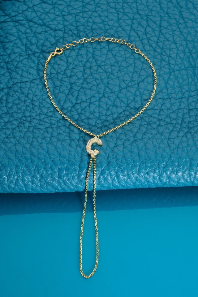 925 AYAR GÜMÜŞ ÜZERİ ALTIN KAPLAMA C HARFLİ ŞAHMERAN