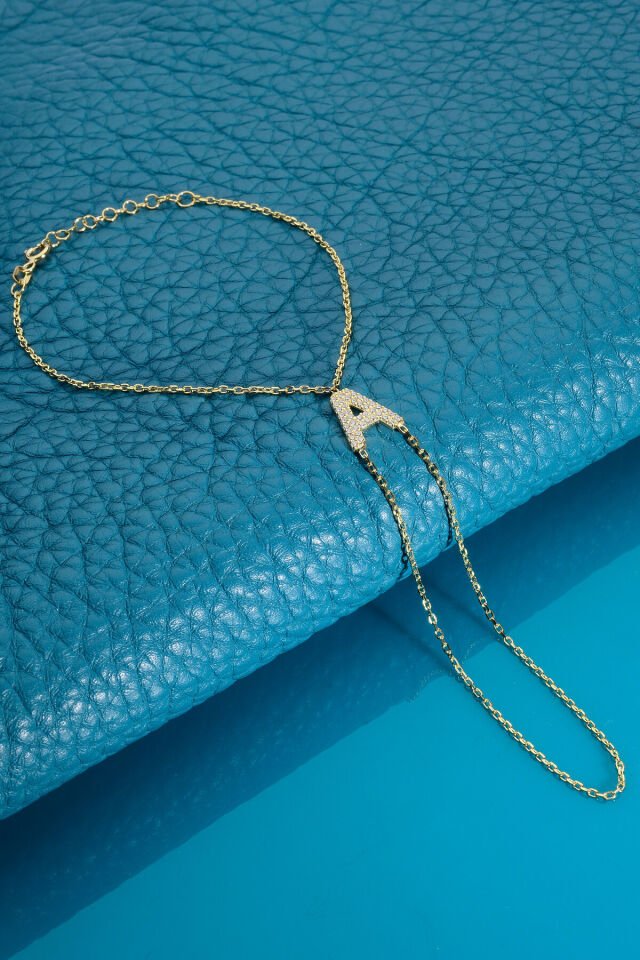 925 AYAR GÜMÜŞ ÜZERİ ALTIN KAPLAMA A HARFLİ ŞAHMERAN