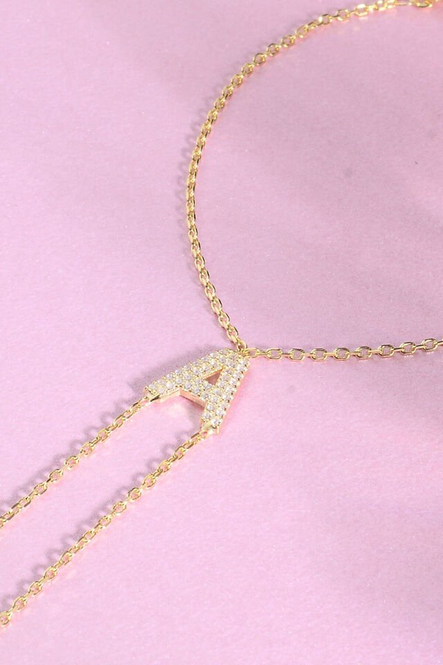 925 AYAR GÜMÜŞ ÜZERİ ALTIN KAPLAMA A HARFLİ ŞAHMERAN