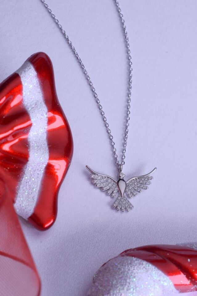 925 Ayar Gümüş Taşlı Anka Kolye