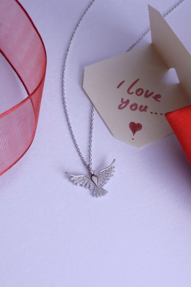 925 Ayar Gümüş Taşlı Anka Kolye