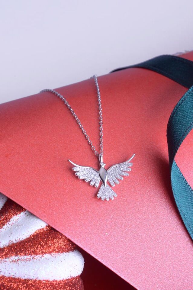 925 Ayar Gümüş Taşlı Anka Kolye