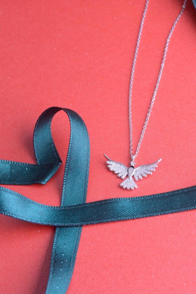 925 Ayar Gümüş Taşlı Anka Kolye