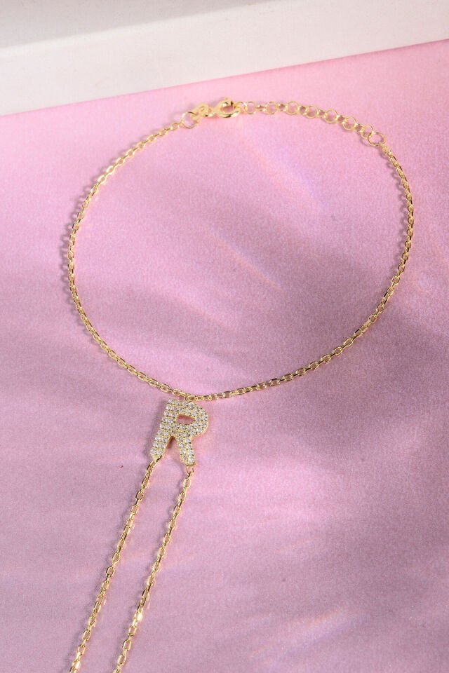 925 AYAR GÜMÜŞ ÜZERİ ALTIN KAPLAMA R HARFLİ ŞAHMERAN