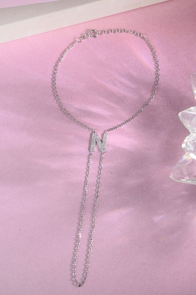 925 AYAR GÜMÜŞ ÜZERİ ALTIN KAPLAMA N HARFLİ ŞAHMERAN