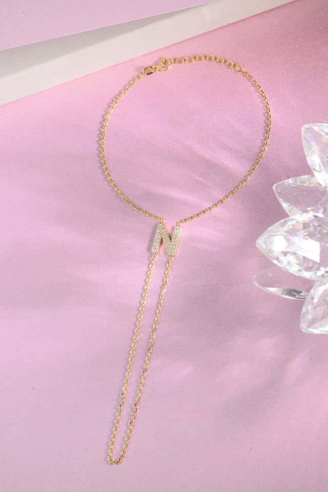 925 AYAR GÜMÜŞ ÜZERİ ALTIN KAPLAMA N HARFLİ ŞAHMERAN