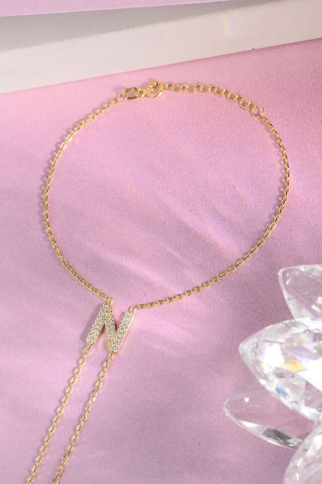 925 AYAR GÜMÜŞ ÜZERİ ALTIN KAPLAMA N HARFLİ ŞAHMERAN