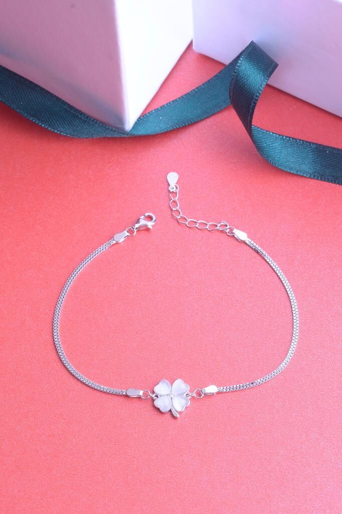 925 Ayar Gümüş Sedefli Yonca Bileklik