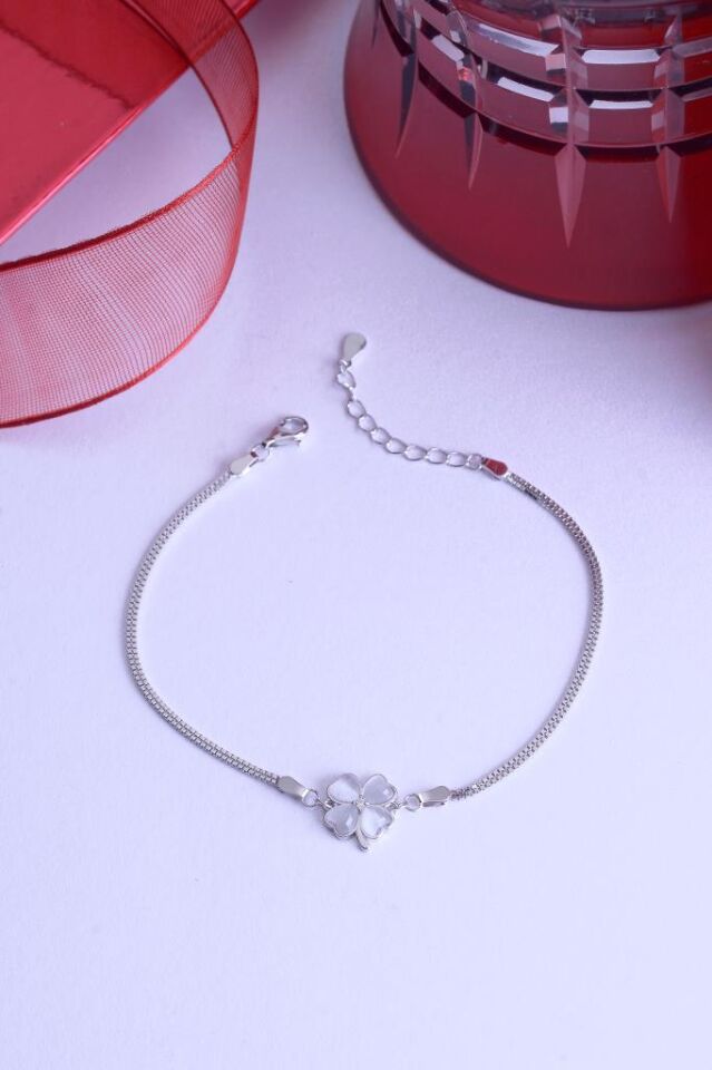 925 Ayar Gümüş Sedefli Yonca Bileklik