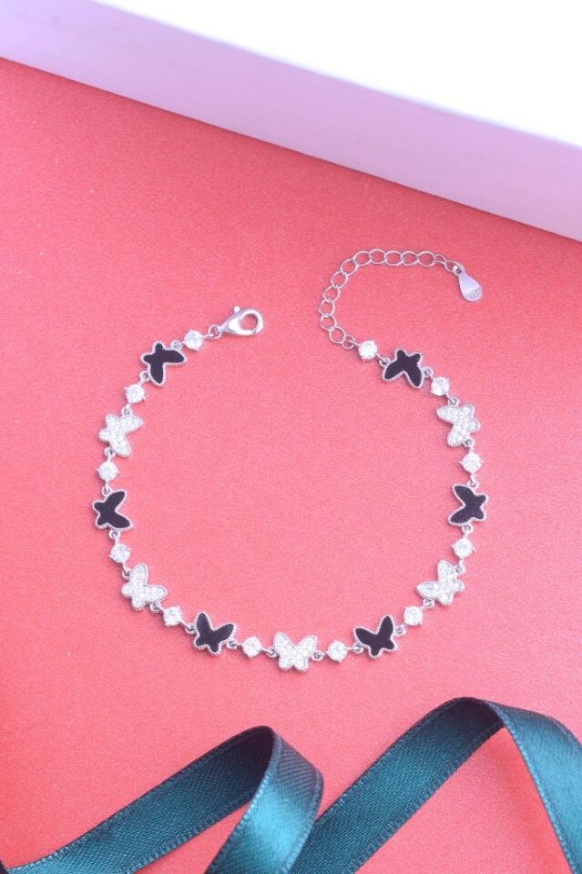 925 Ayar Gümüş Sıralı Kelebek Bileklik