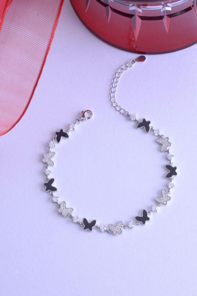 925 Ayar Gümüş Sıralı Kelebek Bileklik