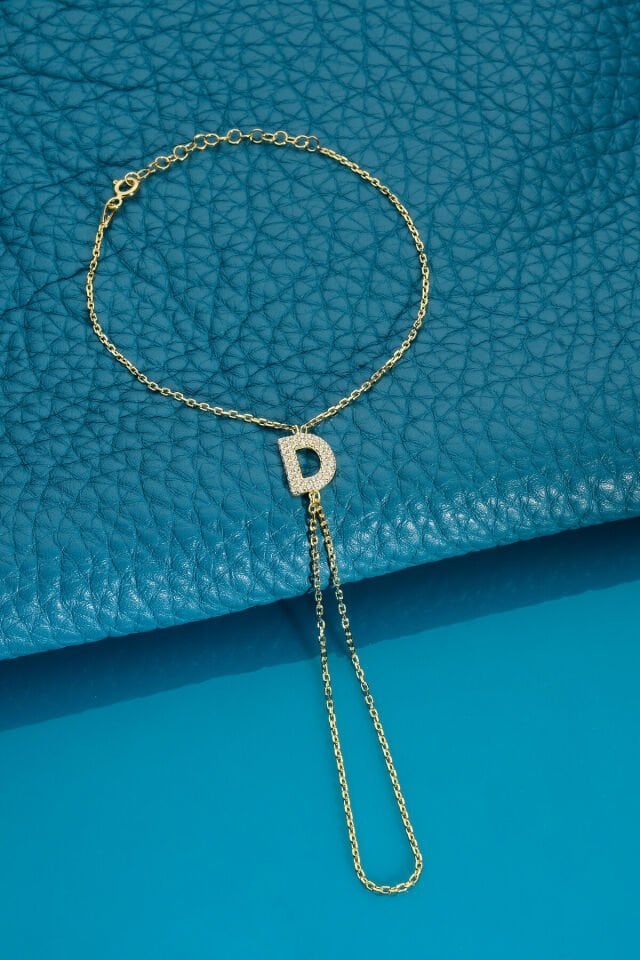 925 AYAR GÜMÜŞ ÜZERİ ALTIN KAPLAMA D HARFLİ ŞAHMERAN