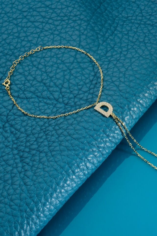 925 AYAR GÜMÜŞ ÜZERİ ALTIN KAPLAMA D HARFLİ ŞAHMERAN