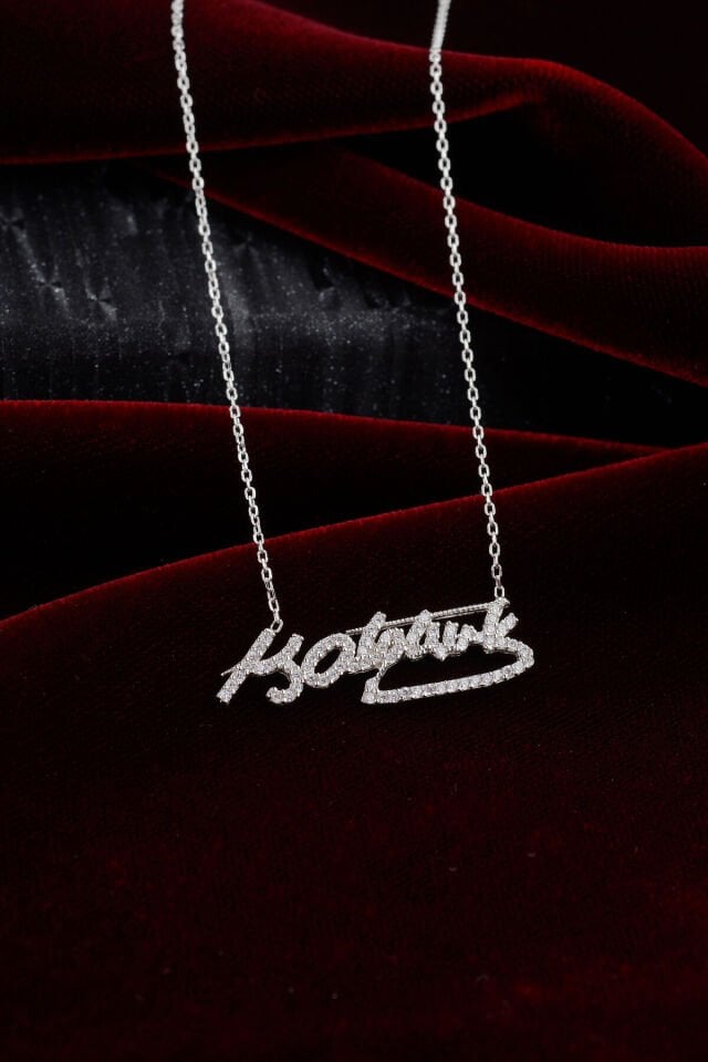 925 AYAR GÜMÜŞ ATATÜRK İMZASI ZİRKON TAŞLI KOLYE