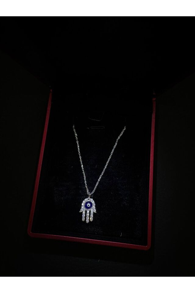 925 AYAR GÜMÜŞ ZİRKON TAŞLI FATMA ANA ELİ KOLYE