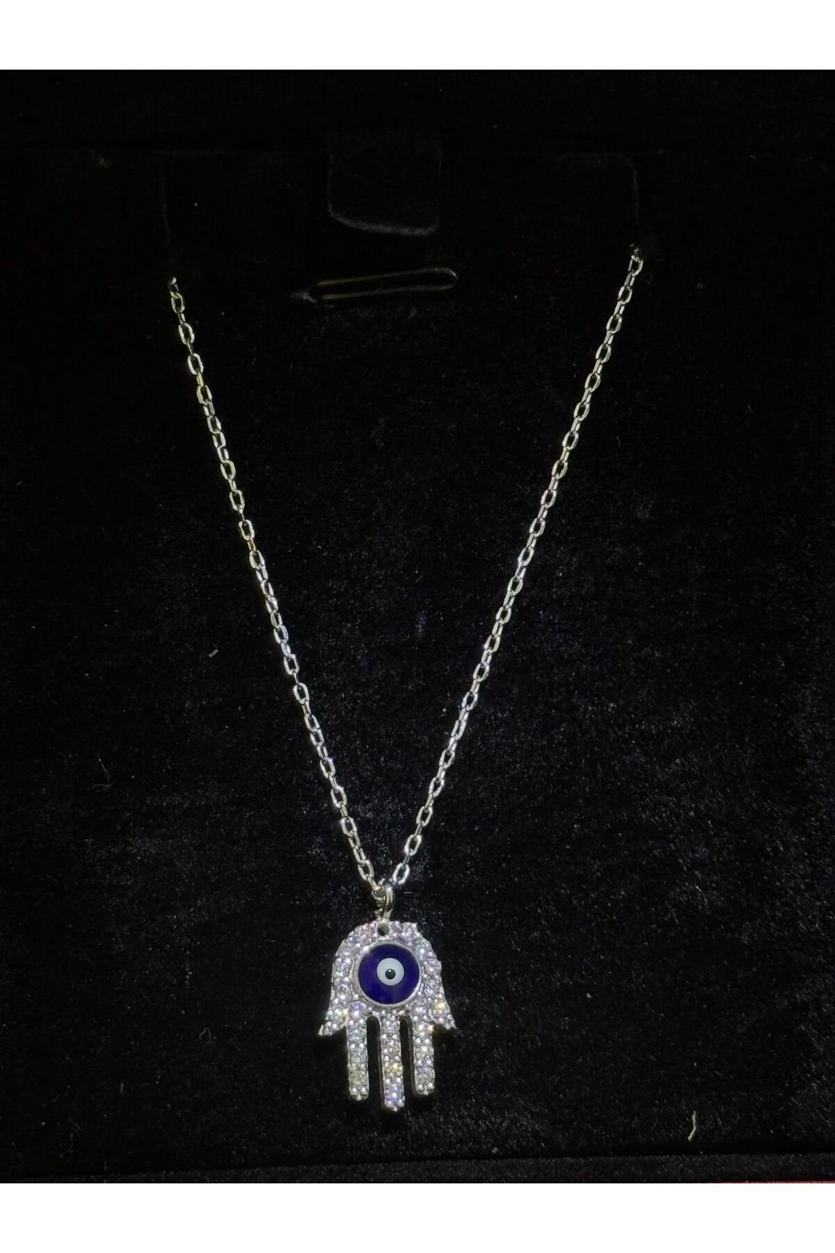 925 AYAR GÜMÜŞ ZİRKON TAŞLI FATMA ANA ELİ KOLYE