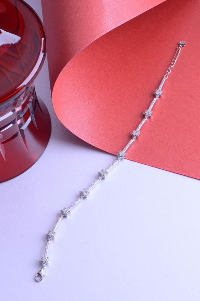 925 Ayar Gümüş Taşlı Yıldızlı Bileklik