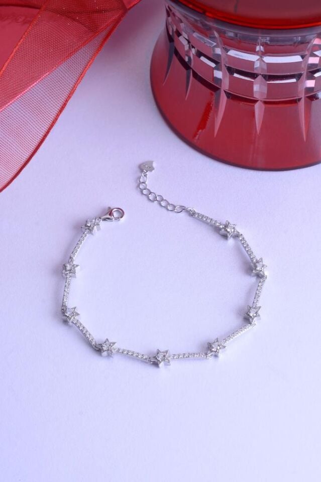 925 Ayar Gümüş Taşlı Yıldızlı Bileklik