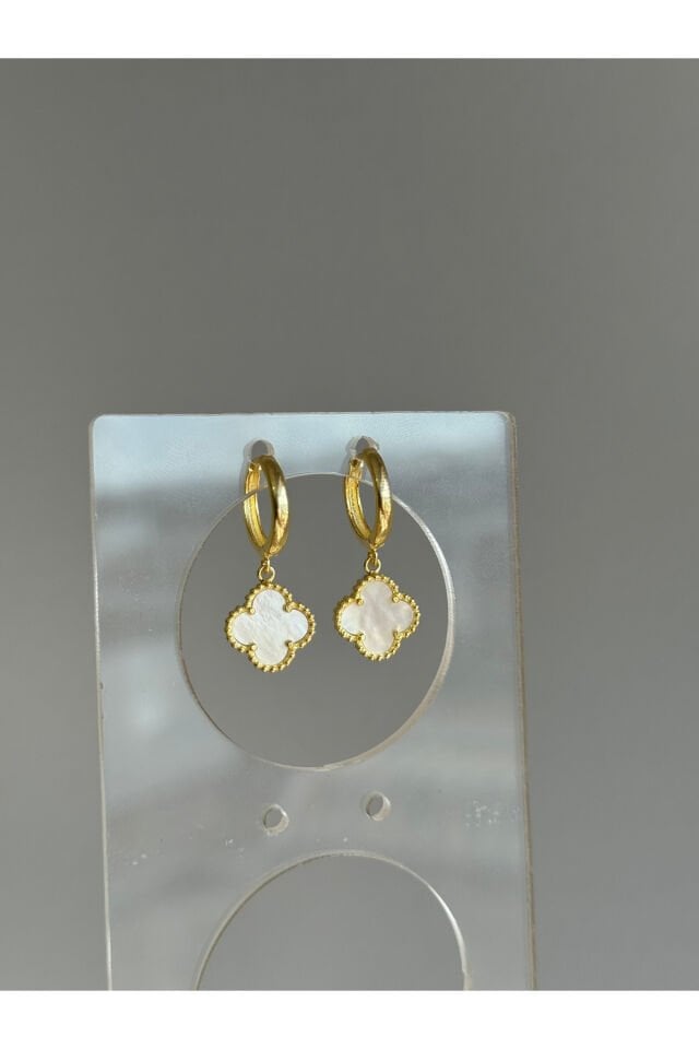 925 Ayar Gümüş 12 mm Yonca Sallantılı Halka Küpe