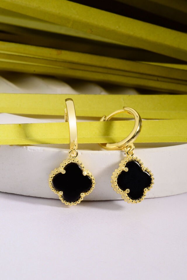 925 Ayar Gümüş 12 mm Yonca Sallantılı Halka Küpe