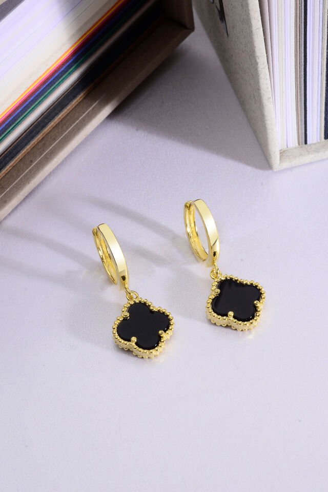 925 Ayar Gümüş 12 mm Yonca Sallantılı Halka Küpe