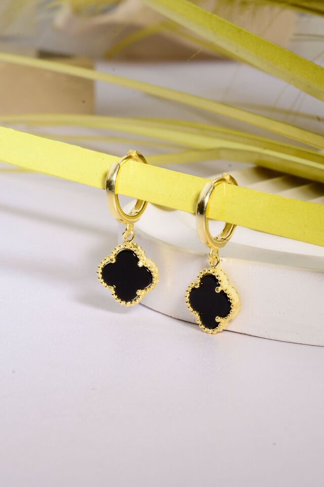 925 Ayar Gümüş 12 mm Yonca Sallantılı Halka Küpe