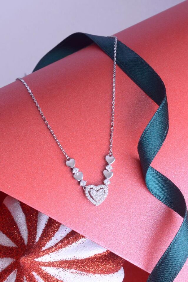 925 Ayar Gümüş Beş Kalpli Sevgili Kolyesi