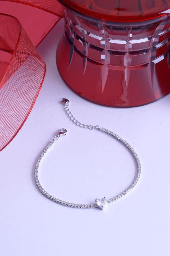 925 Ayar Gümüş Kalpli Bileklik