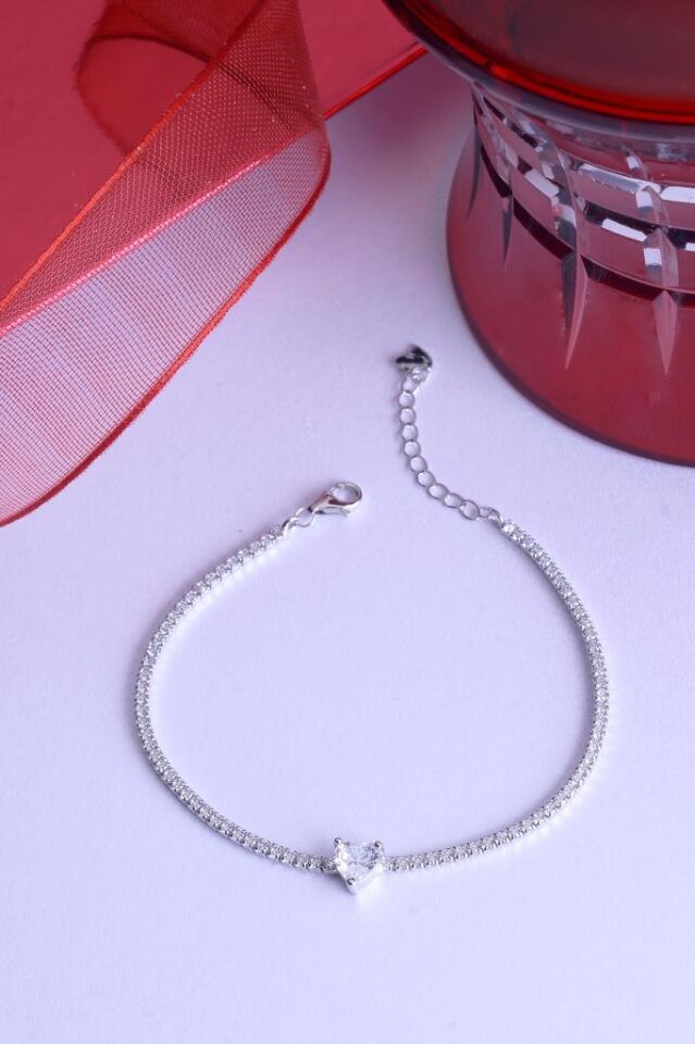 925 Ayar Gümüş Kalpli Bileklik