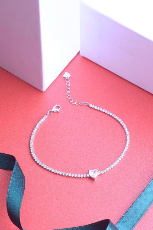 925 Ayar Gümüş Kalpli Bileklik