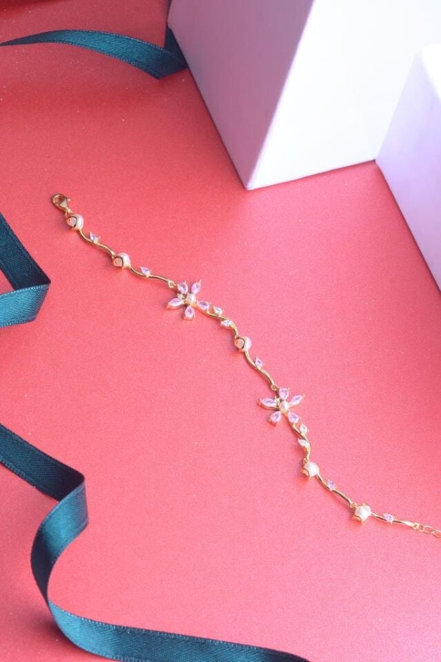 925 Ayar Gümüş Asma Çiçekler Bileklik