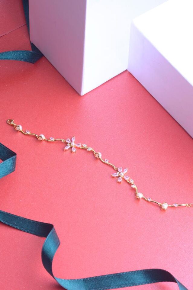 925 Ayar Gümüş Asma Çiçekler Bileklik