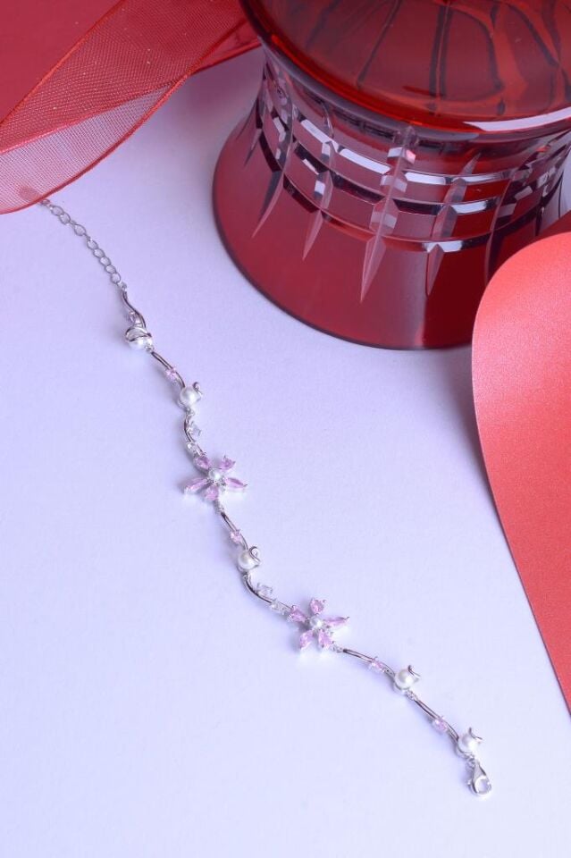 925 Ayar Gümüş Asma Çiçekler Bileklik