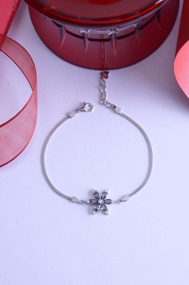 925 Ayar Gümüş İkili Zincirli Lotus Çiçek Bileklik