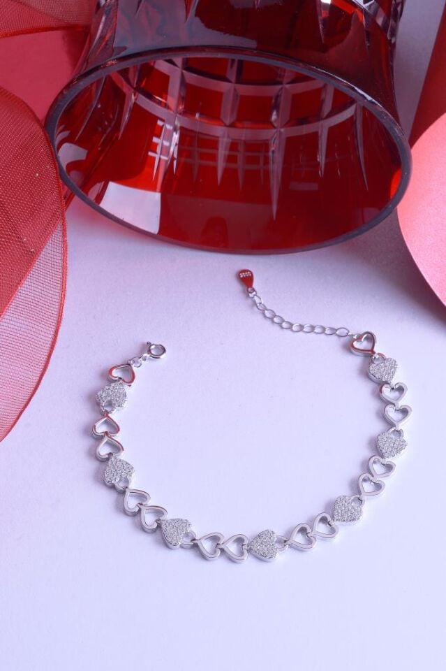 925 Ayar Gümüş Taşlı Kapli Sıralı Bileklik