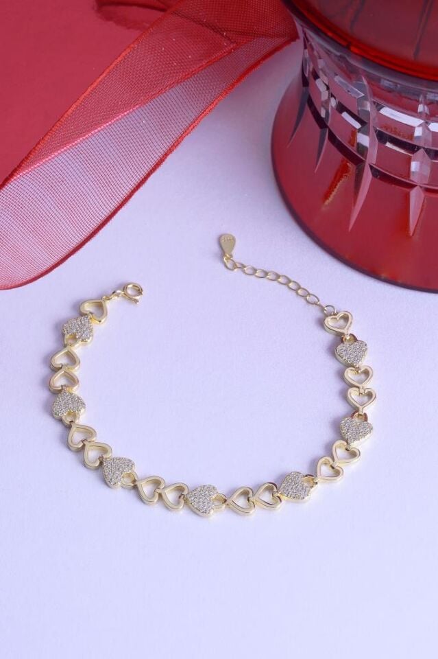 925 Ayar Gümüş Taşlı Kapli Sıralı Bileklik