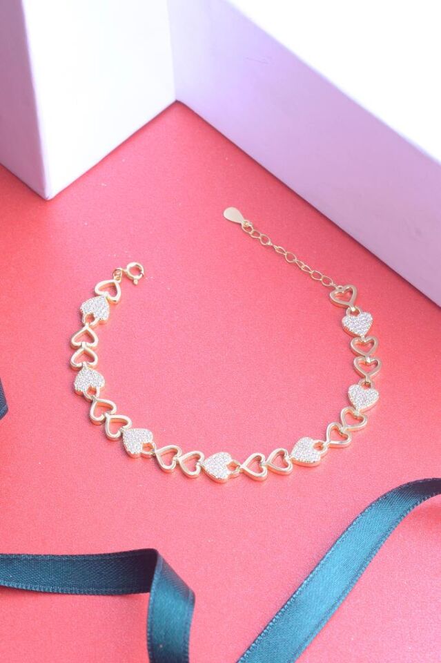 925 Ayar Gümüş Taşlı Kapli Sıralı Bileklik