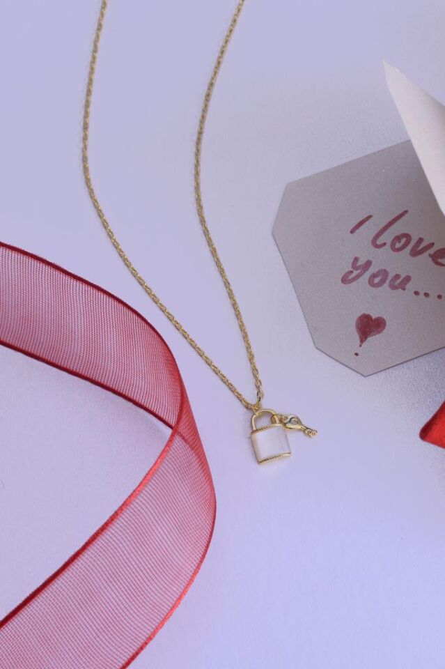 925 Ayar Gümüş Kilit & Anahtar Kolye